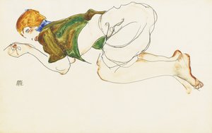 Diz çökmüş kadın, 1912 by Egon Schiele