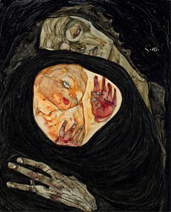 Ölü anne. Egon Schiele (1890-1918), ahşap üzerine yağlı boya tablo by Egon Schiele