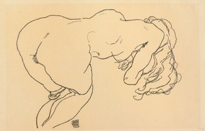 Uzun Saçlı Çıplak, Öne Eğik, Arkadan Görünüm; Langhaariger Akt, vornubergebeugt, Ruckenansicht, 1918