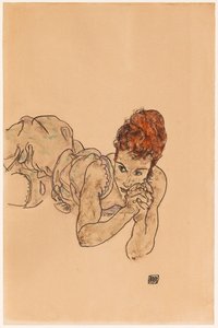 Yalancı kadın, 1917. by Egon Schiele