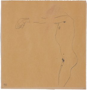 Kolları sola doğru kaldırılmış çıplak erkek, 1909 by Egon Schiele