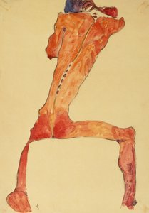 Mannerruckenhaut (kalem ve sulu boya) by Egon Schiele