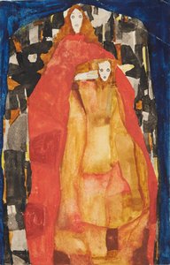 Kırmızı ceketli çocuğu olan anne, 1911. by Egon Schiele