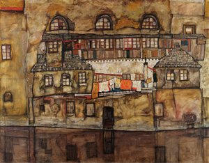 Nehirdeki evlerin duvarı - Egon Schiele