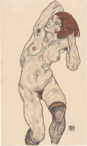 Siyah Çoraplı Çıplak, 1917. by Egon Schiele