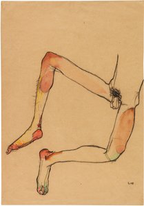 Çıplak erkek karnı, 1910. by Egon Schiele