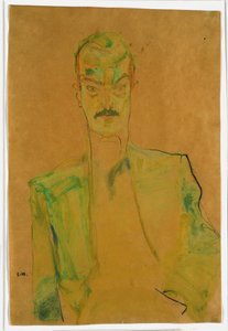 Renkli Kumaş Üzerine Nude, 1911 (kağıt üzerine guaj ile wc ve kurşun kalem) by Egon Schiele