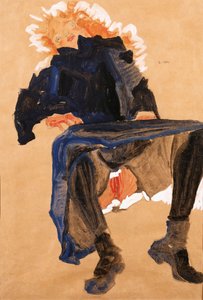 Mavi Elbiseli Yatan Kız, 1910 by Egon Schiele