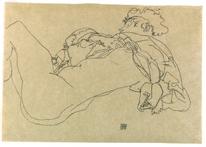 Çıplak kadın uzanmış, 1914 by Egon Schiele