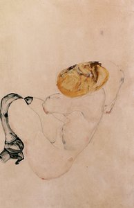 Korkmuş, çömelmiş genç kız, 1912 by Egon Schiele