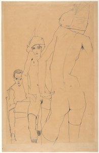 Aynadan Önce Çıplak Modelli Schiele, 1910