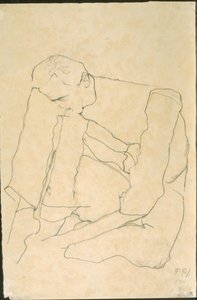 Oturan Adam (karşı) by Egon Schiele