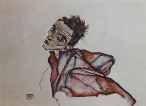 Kolları geriye doğru çekilmiş otoportre, 1915. by Egon Schiele