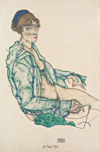 Mavi Saç Bandı ile Yarı Çıplak Oturma, 1914