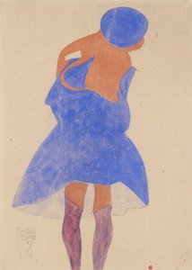 Duran Kız, Arkadan Görünüm, 1908. by Egon Schiele