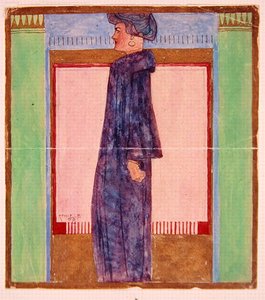 Duran Kadın (kağıt üzerine sulu boya) by Egon Schiele