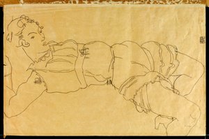 Sırtüstü Yatan Genç Kadın, 1915 by Egon Schiele