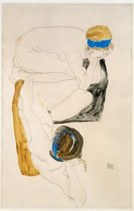 Uzanmış iki figür by Egon Schiele