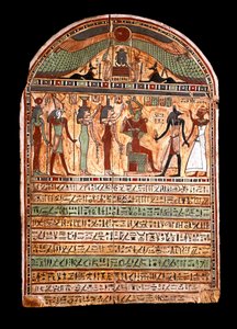 Mısır antikası: bir baş rahibin mezar steli: Osiris, Anubis