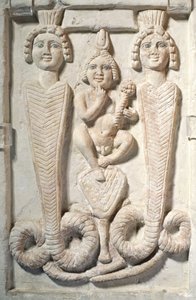 Lotus üzerinde Harpocrates, Kıpti (kireçtaşı) by Egyptian
