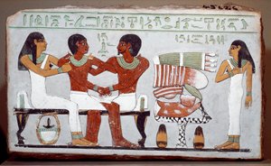 Mısır antik: Amenemhet ailesini (Amenemhat) tasvir eden kireçtaşı boyalı mezar steli