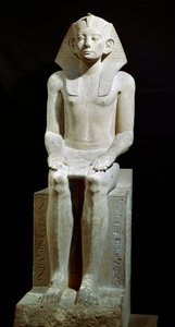 Mısır antik: Firavun Amenemhat (Amenemhat) III kireçtaşı heykeli. 12. hanedan. 1910 M.Ö. Hawara