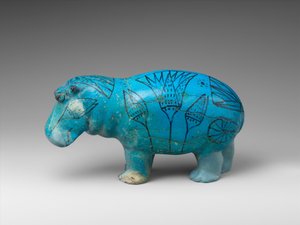 Ayakta duran su aygırı, yaklaşık MÖ 1900 (fayans) by Egyptian 12th Dynasty