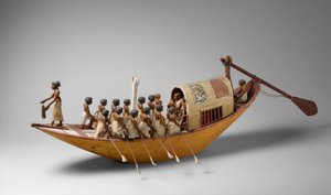 Meketre Mezarından Kürek Çektirilen Gezici Tekne, M.Ö. 1981–1975 dolayları. (ahşap, boya, gesso, keten sicim ve keten) by Egyptian 12th Dynasty