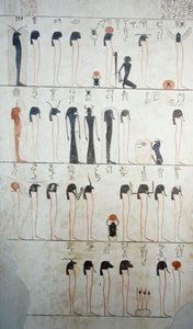 Tuthmosis III Mezarı, Krallar Vadisi, Luksor, Thebes (Unesco Dünya Mirası Listesi) mezar odasındaki fresklerin detayı by Egyptian 18th Dynasty
