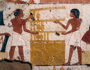 Mısır, Luksor, Batı Teb, Soylular Vadisi. Nenamon ve Ipuki'nin Mezarı. İş yerinde marangozları betimleyen fresk. (Yeni Krallık, Hanedan XVIII) by Egyptian 18th Dynasty