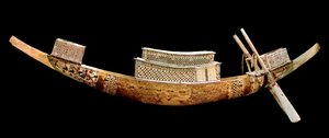 Mısır antikası: kraliyet teknesi: ölen kişinin diğer dünyaya yolculuğunu temsil eder. All-Ankh-Amon (Tutankhamun veya Tutankhamun), krallar vadisi, Mısır mezarından ahşap oyma. 1375-1358 M.Ö. Mısır Müzesi, Kahire, Mısır - Mısır Antikaları by Egyptian 18th Dynasty