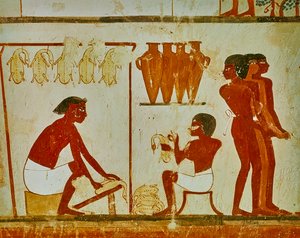 Kuşların et işlemesi, Nakht mezarından detay, MÖ 1390 dolayları (duvar resmi) by Egyptian 18th Dynasty