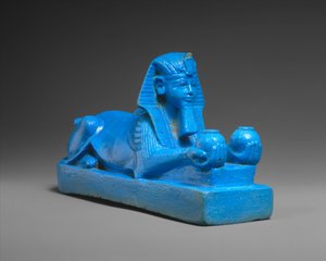 Amenhotep Sfenksi III, muhtemelen bir Tapınak Modelinden, MÖ 1390-1352 (traverten kalıntılarıyla birlikte fayans)