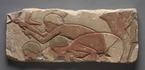 Talatat: Toprağı Çapalayan Adamlar, MÖ 1353-1347 civarı (boyalı kumtaşı) by Egyptian 18th Dynasty