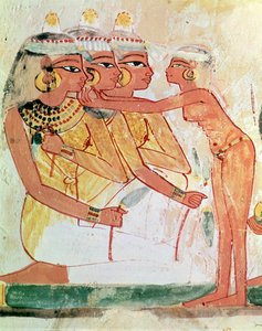 Nakht Mezarından Kadınlar Tuvaleti, Yeni Krallık, MÖ 1400 dolayları (duvar resmi) by Egyptian 18th Dynasty