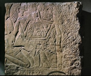 Ağaç-tanrıça yiyecek ve içecek sunuyor (rahatlama) by Egyptian 18th Dynasty