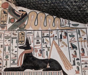 Anubis ve kobra (duvar resmi) by Egyptian 19th Dynasty