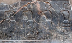 Mısır antikası: Firavun II. Ramses (MÖ 1292-1186) tarafından fethedilen bölgelerin amblemlerini süsleyen bir kabartmanın detayı. Luksor Tapınağı. Doğu Şeria (Thebes), Mısır by Egyptian 19th Dynasty