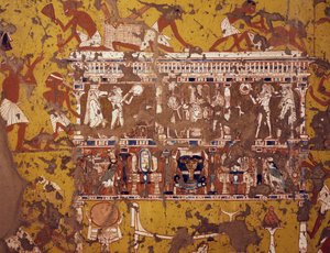 Oymalı tabut yapımı, fresk, Heykeltıraş Ipy#39;nin mezarı, Deir el-Medina Theban Nekropolü (Unesco Dünya Mirası Listesi) by Egyptian 19th Dynasty