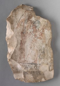 Ostracon: Bir Tanrıça Tarafından Emilen II. Ramses, MÖ 1279-1213 dolayları by Egyptian 19th Dynasty