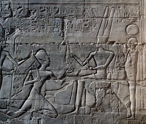 Seti I#39;in Suriye ve Filistin#39;deki seferleri, kabartma, Büyük Hipostil Salonu#39;nun kuzey dış duvarı, Karnak tapınak kompleksi (Unesco Dünya Mirası Listesi) by Egyptian 19th Dynasty