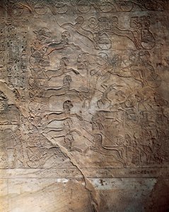 Mısırlılar ile Hititler arasında Kadeş#39;teki savaş, kabartma, Abu Simbel Ana Tapınağı (Unesco Dünya Mirası Listesi) by Egyptian 19th Dynasty