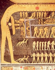 Ramses VI Mezarı (MÖ 1143-1136) Yeni Krallık (duvar resmi) mezar odasının tavanından Günün Kitabından detay