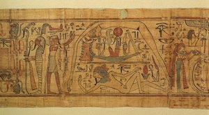 Nespakachuty'nin mitolojik görüntülerinin kitabı, güneş teknesiyle cennetin ve dünyanın ayrılması by Egyptian 21st Dynasty
