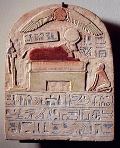 Tanrı Apis'in boyalı kireçtaşı steli by Egyptian 21st Dynasty