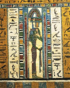 Thebes, Usai Lahdi'nden tanrıça İsis'i tasvir eden sıvalı ve boyalı ahşap panel by Egyptian 26th Dynasty
