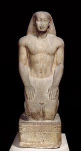 Diz çökmüş Nakhtorheb heykeli, Saite Dönemi, yaklaşık MÖ 595-589 (kuvarsit) (ayrıca bkz. 105657 ve 280065)