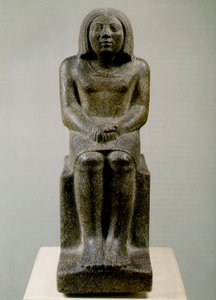 Oturan Erkek Figürü, Mısır, Ankh, 3. Hanedan (porfiroid granit)