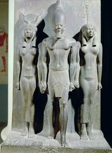 Menkaure (Mycerinus) Triadı, tanrıça Hathor ve Aphroditopolis nome tanrıçası ile birlikte, Giza