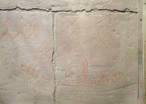 Eski Krallık, Akhethotep Mastaba'sından bir tekne yolculuğunu betimleyen kabartma, MÖ 2400 dolayları (boyalı kireçtaşı)